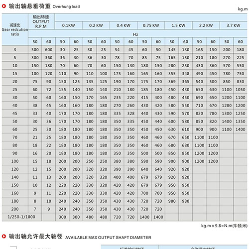 輸出軸懸垂荷重